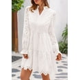 thumbnail image 4 of Vestido PRETTYGARDEN para mujer, primavera 2025, manga larga, blanco, 4 of 9