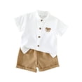 thumbnail image 4 of Toddler Baby Boy Summer Clothes 2T 3T 4T Print Short Sleeve T-shirts Tops Drawstring Shorts Outfits ,Khaki, 4 of 6