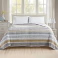 thumbnail image 2 of Elegant Comfort Soft Print Flannel Fleece Bed Blanket, Cozy-Fuzzy Lightweight Bedspread Coverlet, All season Decorative Blanket for Couch, Sofa, Striped Design, King Size, Brea Stripe, 2 of 5