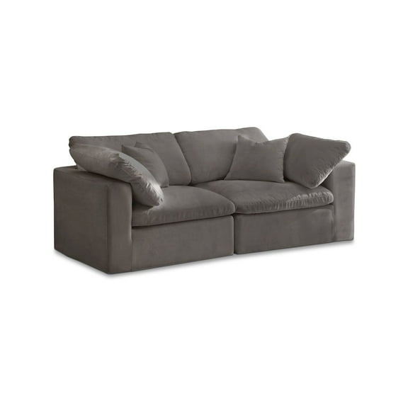 Meridian Furniture Cozy Gray Velvet Modular 2 Piece Loveseat