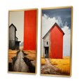 thumbnail image 3 of Designart "Landscape Barns Rural Collage V" Barns Framed Wall Art Set Of 2 - Red Architecture Framed Canvas Set For Living Room Decor, 3 of 6
