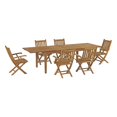 thumbnail image 3 of Modway Marina 7-Piece Teak Wood Patio Dining Set with Armchair in Natural, 3 of 5