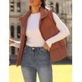 thumbnail image 3 of Women Sleeveless Warm Jackets Casual Stand Collar Puffer Vest Zip Up Quilted Jacket Winter Outerwear Coat, 3 of 6