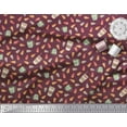 thumbnail image 2 of Soimoi Purple Poly Georgette Fabric Leaves,Tea Cup & Coffee Beverages Print Fabric by the Yard 42 Inch Wide, 2 of 3