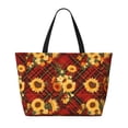 thumbnail image 2 of Easygdp Red Plaid Sunflower Bolsa de Viaje de Playa de Gran Capacidad, Bolsa Tote Perfecta para la Playa, Escapadas de Fin de Semana y Viajes, 2 of 7