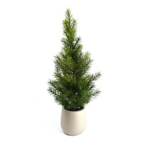 Artificial Faux Pine Tree in Plastic Grey Pot 17" Centepeice Tabletop Holiday Décor Christmas