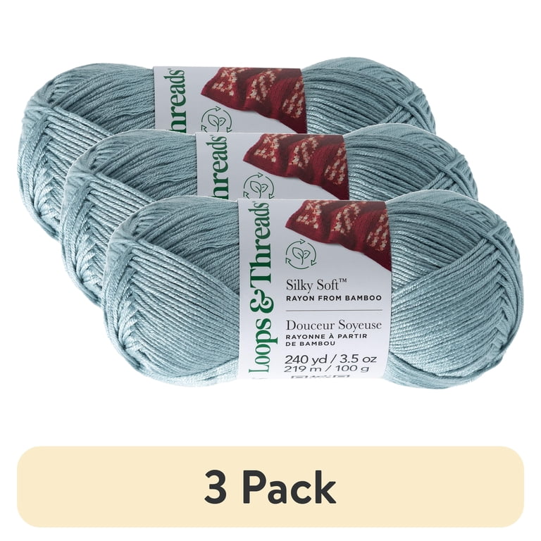 Loops & Threads Silky Soft Bamboo Yarn, Blue, 3-Pack photo 1