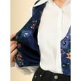 thumbnail image 6 of INSPIRE CHIC Women's Floral Pattern V Neck Sleeveless Button Satin Waistcoat Vest XS Navy Blue, 6 of 7