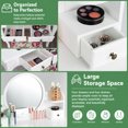 thumbnail image 4 of Makeup Vanity Set with 360° Pivoted Round Mirror & Stool, Vintage Vanity Table and Cushioned Stool Set, Wood Dressing Table for Bedroom，White, 4 of 7