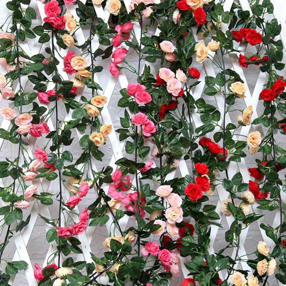 ToBe-U 2 Pack 90 Inches Fake Rose Vine Flowers Plants Artificial Flower  Hanging Rose Ivy Home Hotel Office Wedding Party Garden Craft Art Décor