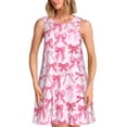 thumbnail image 1 of Fotbe Pink bows Vestido de Verano sin Mangas para Mujer – Vestido Midi Línea A, Estilo Camiseta Floral, Vestido Playero Casual y Fluido, 1 of 7