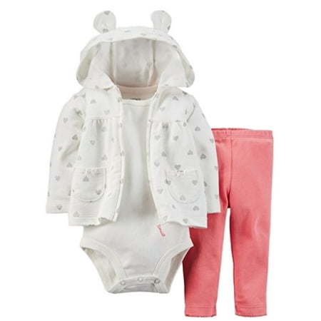 - Carters Infant Girls 3 PC Micro Fleece Set Creeper Pants & Heart Hoodie Jacket