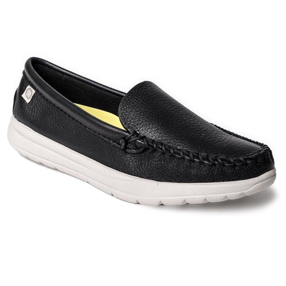 Minnetonka Women's Discover Deerskin, Black, 5 M