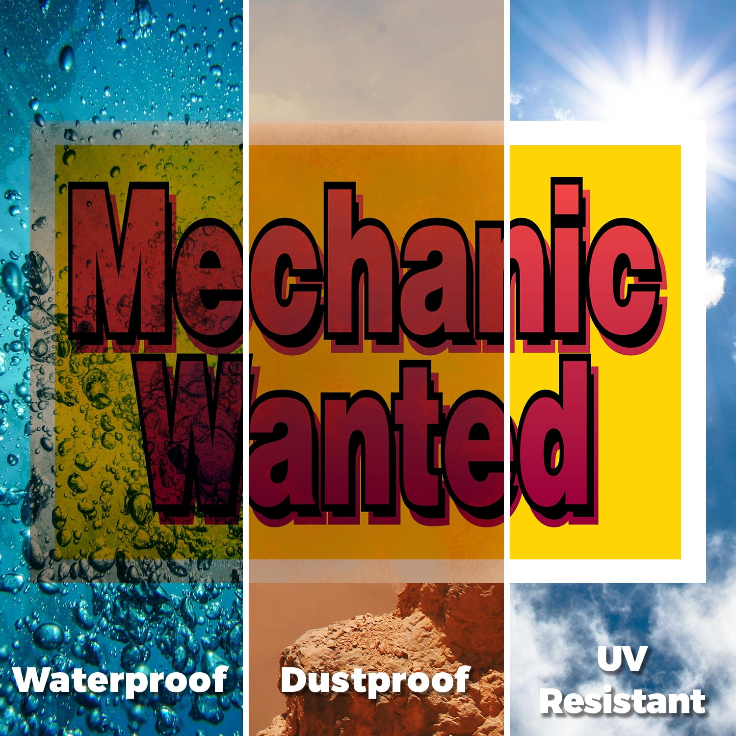 Mechanic Wanted Yard Sign 12 Inch x 16 Inch Single Sided Weatherproof Heavy-Duty Plastic with Stake | Hiring Notice, Professional Auto Shops, Bold Display | Made in USA