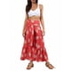 thumbnail image 1 of VISgogo Pantalones casuales de playa para mujer, pantalones anchos de cintura alta con vendaje delantero, S/ M/ L/ XL VISgogo moda, 1 of 8