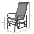 thumbnail image 3 of Grey Metal Glider Chair - Outdoor Rocking Lounger with Neck Support - Patio, Porch & Garden Seating - Breathable Mesh Fabric - Supports 264lbs, 3 of 6