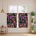 thumbnail image 2 of Watercolor Flowers Kitchen Curtain for Berdoom Living Room Cafe 45 Inch Length, Retro Spring Floral Botanical Leaves Black Tiers Curtains Light Filtering Drapes Window Treatment 2 Panels 52"Wx45"L, 2 of 8