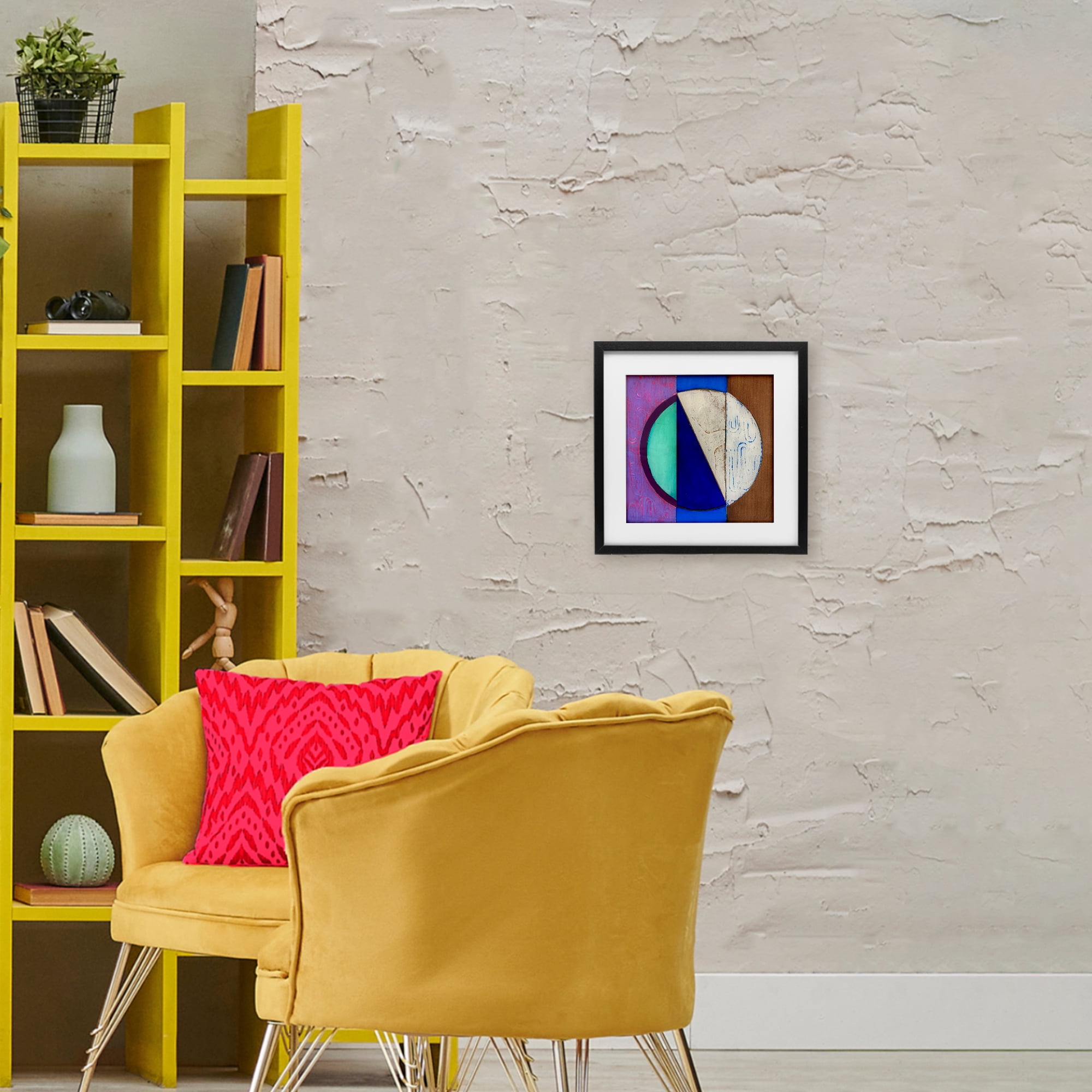 Stupell Industries Structured Blue & Purple Circle Black Framed Print Under Glass, design by Matthew Finger