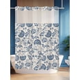 thumbnail image 4 of Farmhouse Navy Blue Floral No Hook Shower Curtain and Liner Set Linen Boho Paisley Flower Rustic Shower Curtains with Snap-in Liner & See Through Top Window Hotel Style for Bathroom Decor 48x72 Inch, 4 of 8