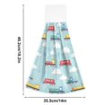 thumbnail image 6 of Yayeee Kitchen Hanging Hand Towels Set of 2 with Loop Bathroom Absorbent Tie Towel, Blue Trains Pattern, 6 of 7