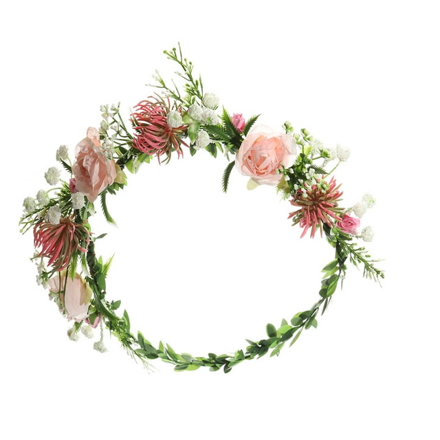 Simulation Flower Crown Flower Wreath Headband Artificial Floral Crown Bridal Headpiece