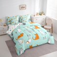thumbnail image 3 of Castle Fairy Animal Cats Twin Bedding Sets,Teal Orange Bedding Comforter Set, 3 of 8