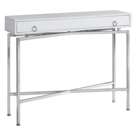 Monarch Accent Table 42 L Glossy White Chrome Hall Console Monarch Accent Table 42 L Glossy White Chrome Hall Console