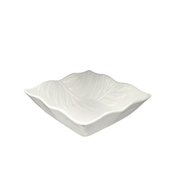 10 Strawberry Street Boca 10" Embossed Square Bowl, White