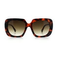 thumbnail image 3 of Womens Thick Rectangle Star Stud Jewel Trim Arm Diva Sunglasses Tortoise - Brown, 3 of 7
