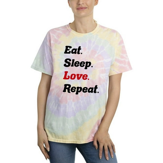 Eat Sleep Love Repeat Tie Dye Spiral Women -Smartprints Designs, Female Large