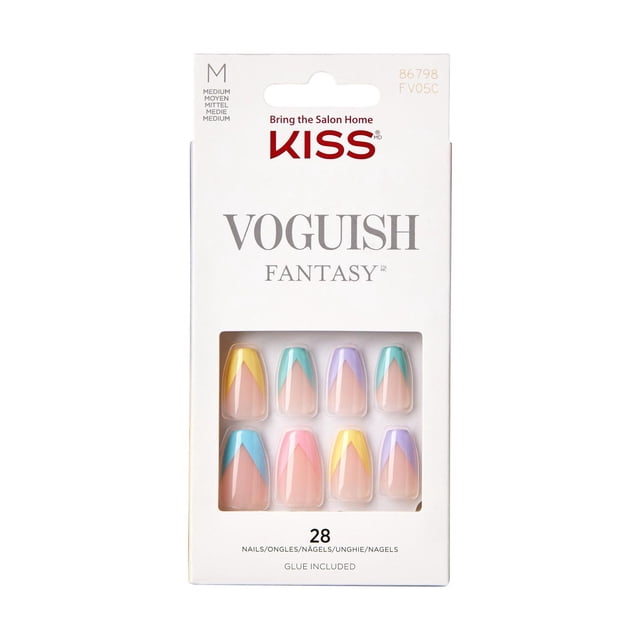 KISS Voguish Fantasy Nails - Fake Nails, 28 Count, Medium