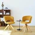 thumbnail image 3 of GrandNoor Mid Century Modern Swivel Accent Chair with Solid Wood Legs, Home Office Desk Chair No Wheels, Makeup Chair for Vanity, Upholstered Chair for Bedroom, Yellow, 3 of 10