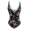 thumbnail image 2 of Aayomet Swim Wear for Ladies Tummy Control V Neck Bathing Suits,Navy S, 2 of 3