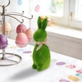 thumbnail image 4 of Moss Bunny Figurine with Burlap Scarf - Artificial Flocking Rabbit Statue, Green Standing Easter Decoration for Spring Garden, Home, and Festival Decor, 4 of 7