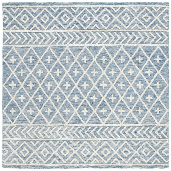 SAFAVIEH Metro Fletcher Medallion Area Rug, Blue/Ivory, 6' x 6' Square