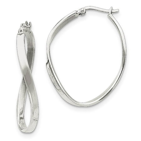 Polished Hammered Oval Earrings - 925 Sterling Silver Polished Oval Hinged Hoop Earrings