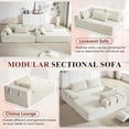 thumbnail image 5 of AENKYO 108" Chenille L-Shaped Sectional Sofa Set with 6 Pillows, Free-Combination Modular Couch for Living Room, Beige, Right-Facing Chaise, 5 of 8