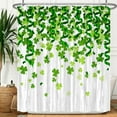 thumbnail image 3 of St. Patrick''s Day Clover Shower Curtain, Green Clover Shamrock Irish Shamrock Bathroom Set, Fabric Shower Curtain Set with Hooks, 70 in, 3 of 6