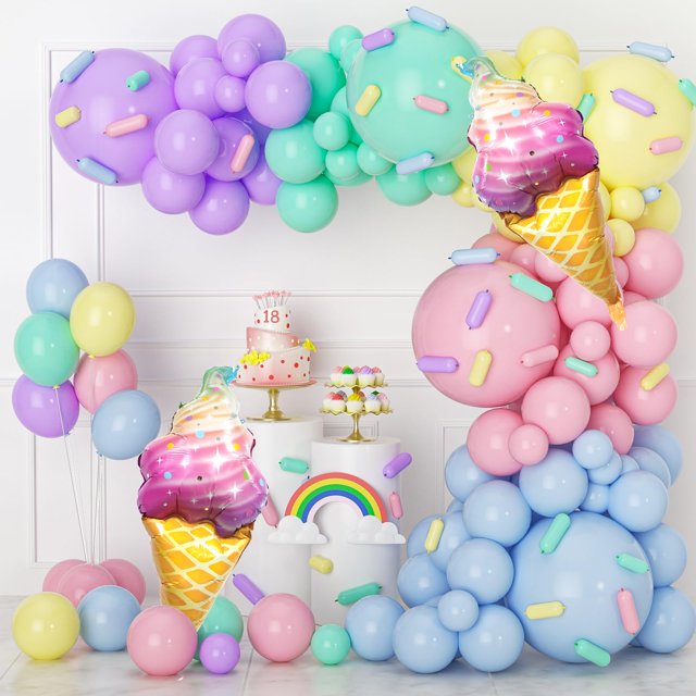 Kit de guirnaldas con forma de arco Aiwolf Pastel, 142 unidades, helado