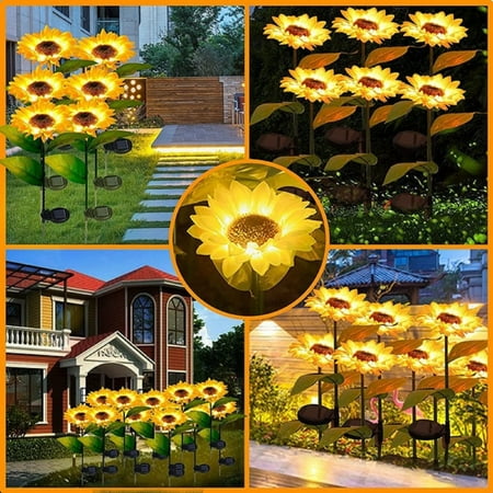 Cevemin 8 LED Solar Powered Sunflower Garden Light – Automatic Outdoor Ground Light for Yard Courtyard and Garden Decor