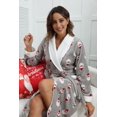 thumbnail image 3 of Bata de baño de franela con estampado de Papá Noel para mujer, camisón, ropa de estar por casa, 3 of 4