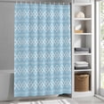 thumbnail image 5 of Light Blue Checkered Shower Curtain, Abstract White Geometric Argyle Stripe Waterproof Shower Curtain Set with 12 Hooks Lightweight Bath Curtains Fabric Bathroom Decor 60x72 Inches, 5 of 9