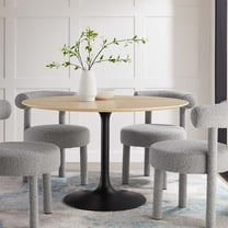 Modway Lippa 48" Round Wood Grain Dining Table in Black Natural