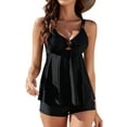 thumbnail image 2 of Women Tummy Control Swimsuit Modest Tankini Top with Boyshort Bathing Suits Swimwear Black XXL, 2 of 7