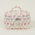 thumbnail image 4 of 3Pcs Cotton Floral Makeup Bag Set Quilted Cosmetic Bag Aesthetic for Women(Pink), 4 of 8