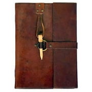 Wooden Peg Closure Medieval Design Embossed Leather Writing Creative Journal Diary Dream Notebook 120 Unlined Pages Handmade Linen Parchment Paper 6" x 8"