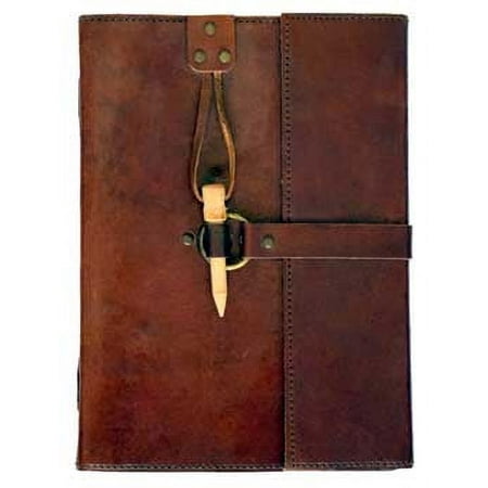 Wooden Peg Closure Medieval Design Embossed Leather Writing Creative Journal Diary Dream Notebook 120 Unlined Pages Handmade Linen Parchment Paper 6" x 8"
