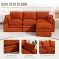 thumbnail image 5 of CARZZI 103" Cloud Modular Sectional Couches for Living Room, Modern L Shaped Boneless Sofa Couch with Ottoman & 2 Lumbar Pillows, Comfy Corduroy Deep Seat 3 Seater Sofa (Pink) | No Assembly Needed, 5 of 8