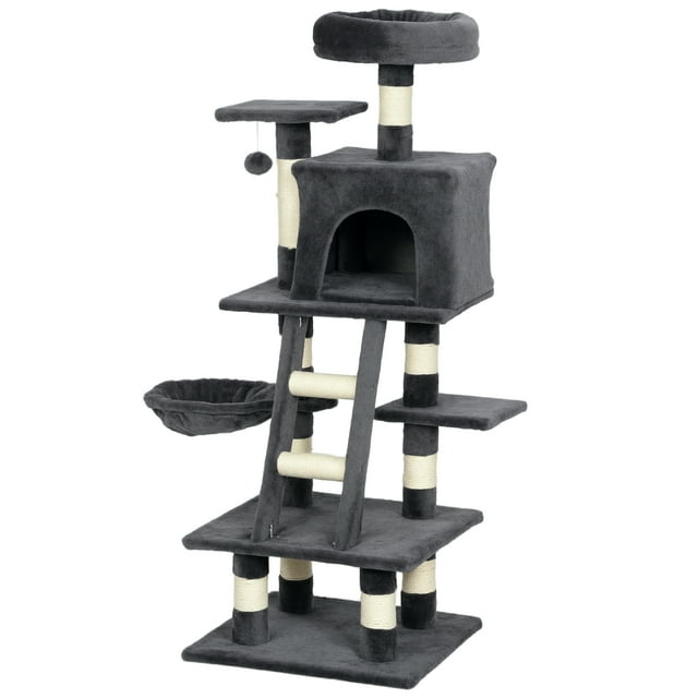 CoSoTower Arbre à Chat Grand de 52 Pouces pour Chats d'Intérieur, Gris Foncé