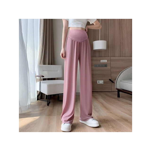 Sans Poches - Pantalon de Maternité d'Été Grande Taille, Léger, à Jambe Grand Fluide
